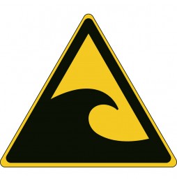 Znak bezpieczeństwa ISO – Ostrzeżenie przed strefą zagrożoną tsunami (3szt.), W/W056/NT/PE-TRI100-3
