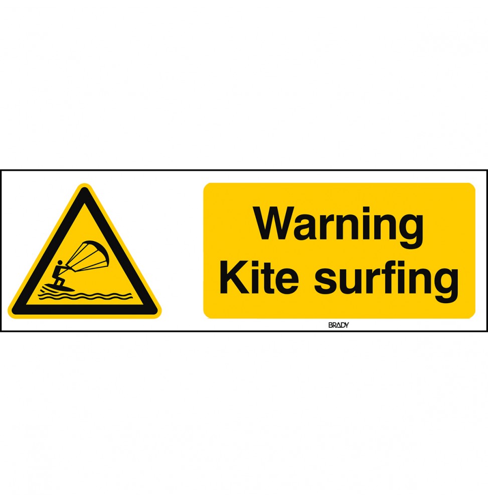 Znak bezpieczeństwa ISO – Ostrzeżenie przed kitesurfingiem, W/W062/EN505/ALU-150X50-1