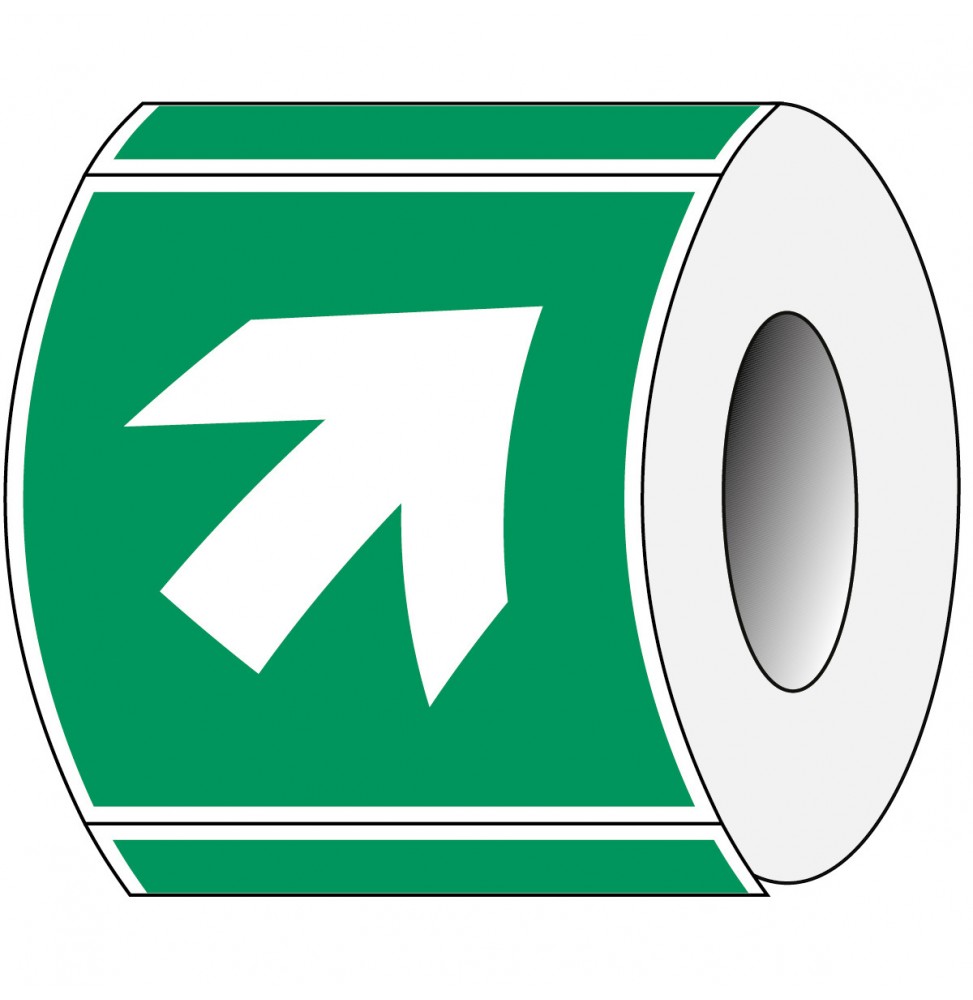 Znak bezpieczeństwa ISO – Kierunek drogi ewakuacyjnej 45° (przyrosty 90°), st… (250szt.), PIC A045-100X100-PE-ROLL/1