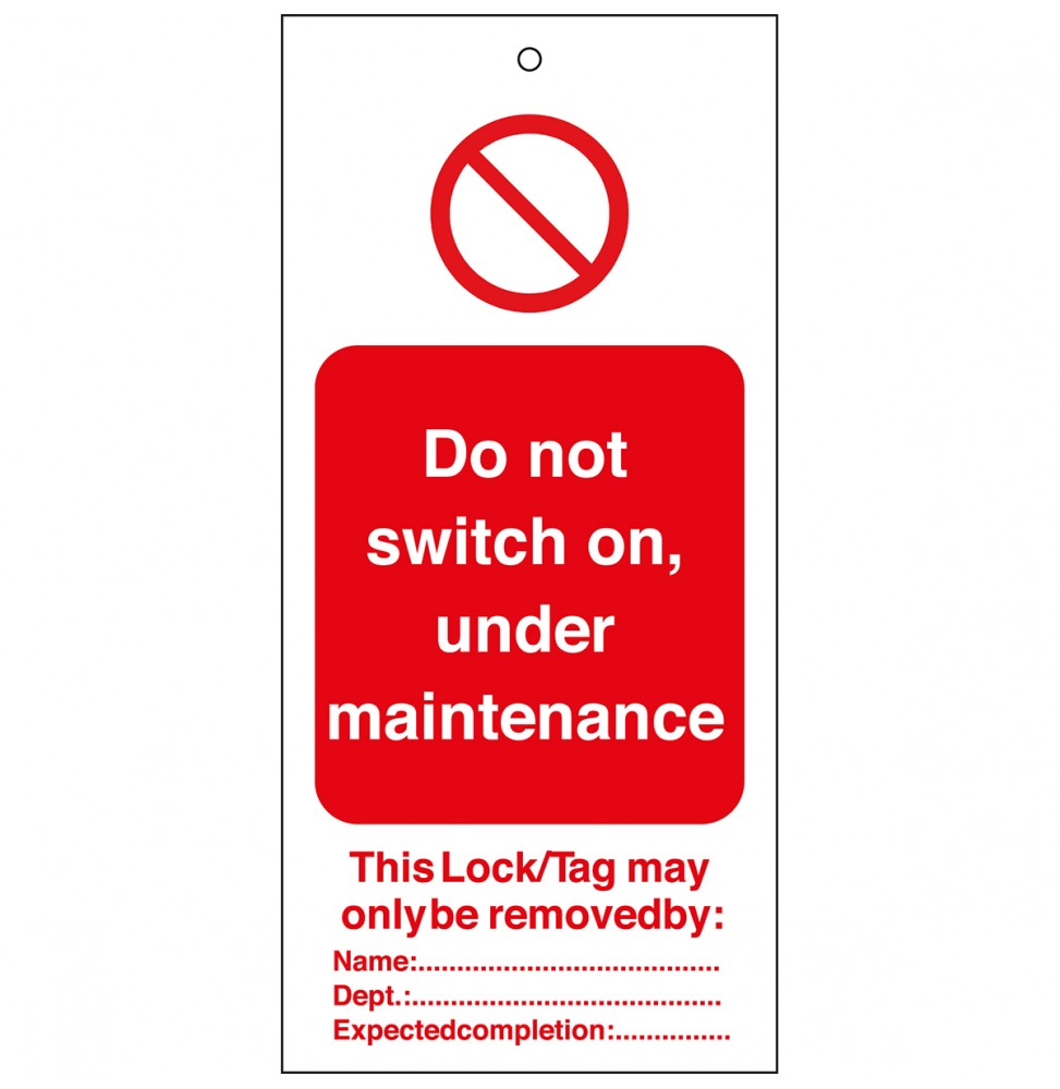 Tagout: Zawieszki ostrzegawcze (10szt.), TAG-E- DO NOT SWITCH ON UNDER... 75X160MM.