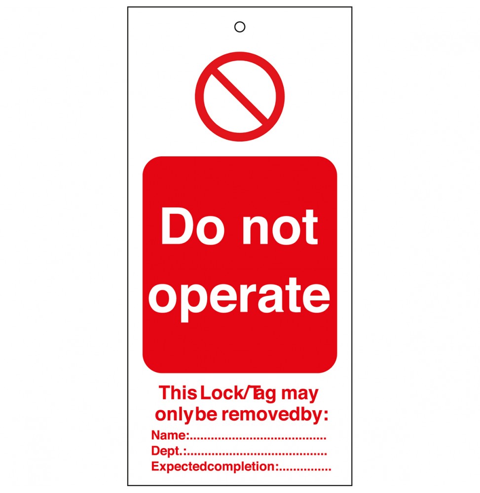 Tagout: Zawieszki ostrzegawcze (10szt.), DO NOT OPERATE 75X160MM TAGS.