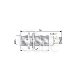 Czujnik indukcyjny z metalowym czołem SMF18-C5 PNP NO H, SIM000051