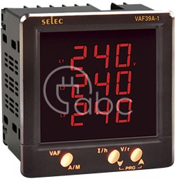Miernik prądu, napięcia i częstotliwości natablicowy, 96x96 mm, VAF39A
