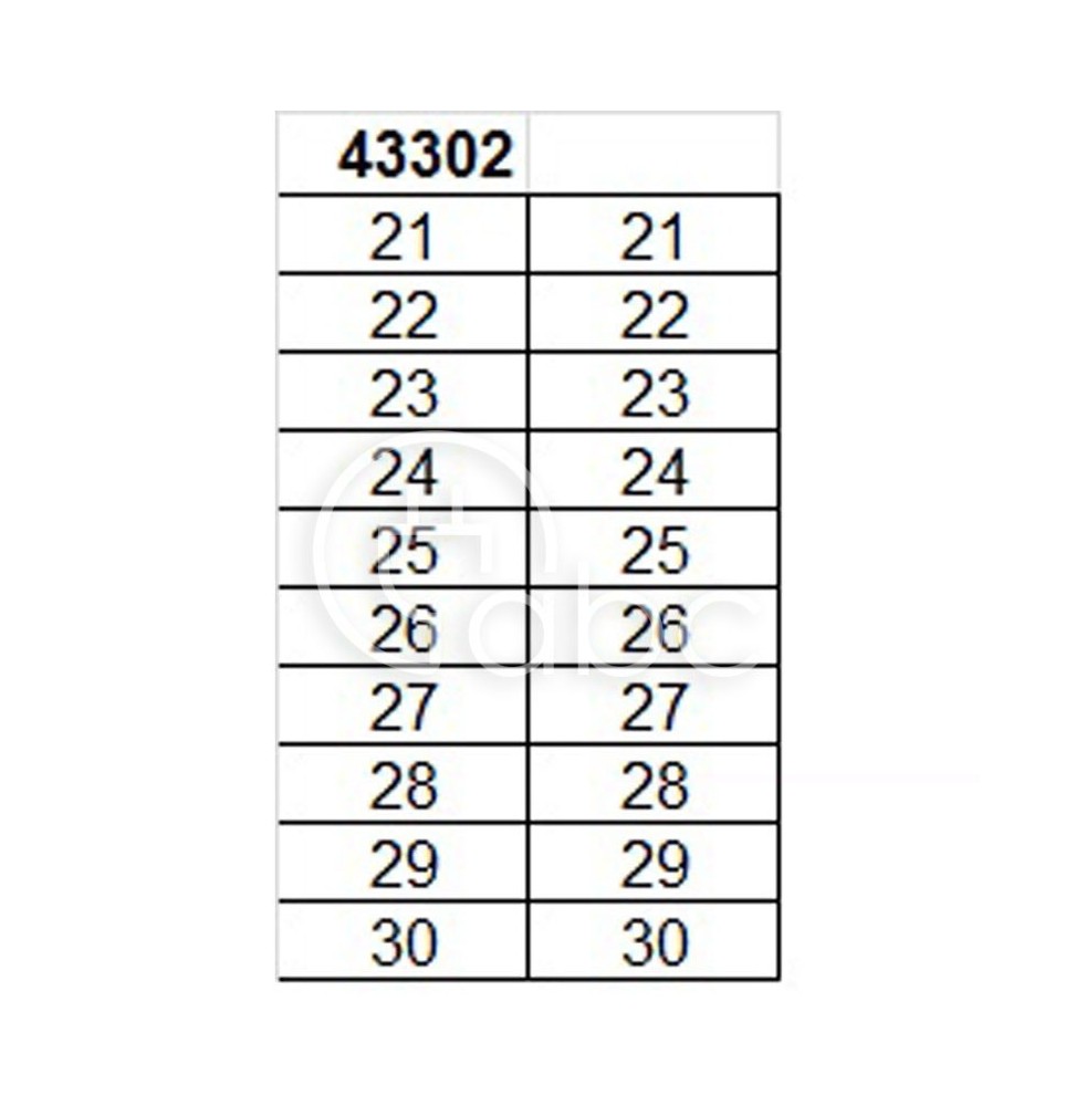 Oznacznik na złącze "21-30", 5x12 mm (20 sztuk), 43302