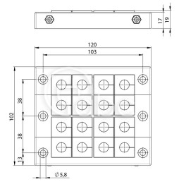Rama przepustowa KEL 16-MT, na 16 modułów KT małych, czarna, 42145