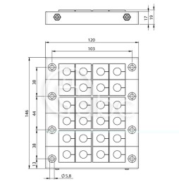 Rama przepustowa KEL 16-2 MT, na 4 moduły KT małe, czarna, 42149.200