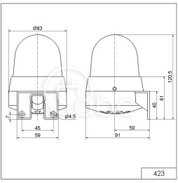 Sygnalizator optyczno-akustyczny 423, czerwony palnik ksenonowy, 109 dB, 8 tonów, 24 V AC/DC, IP65, 42312075