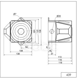 Sygnalizator optyczno-akustyczny 439, czerwony palnik ksenonowy, 105 dB, 32 tonów, 9-60 V DC, IP66, 43911055