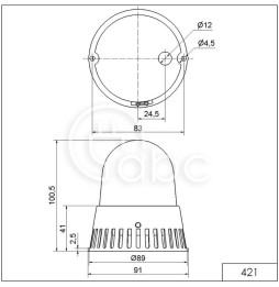 Sygnalizator optyczno-akustyczny 421, czerwony palnik ksenonowy, 105 dB, 8 tonów, 24 V AC/DC, IP65, 42112075