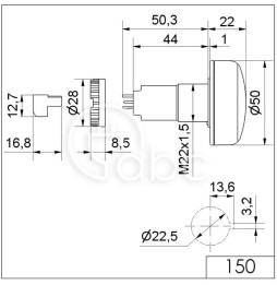 Sygnalizator optyczno-akustyczny 150, żółty LED, 80 dB, 1 ton, 230 V AC, IP65, 15030068