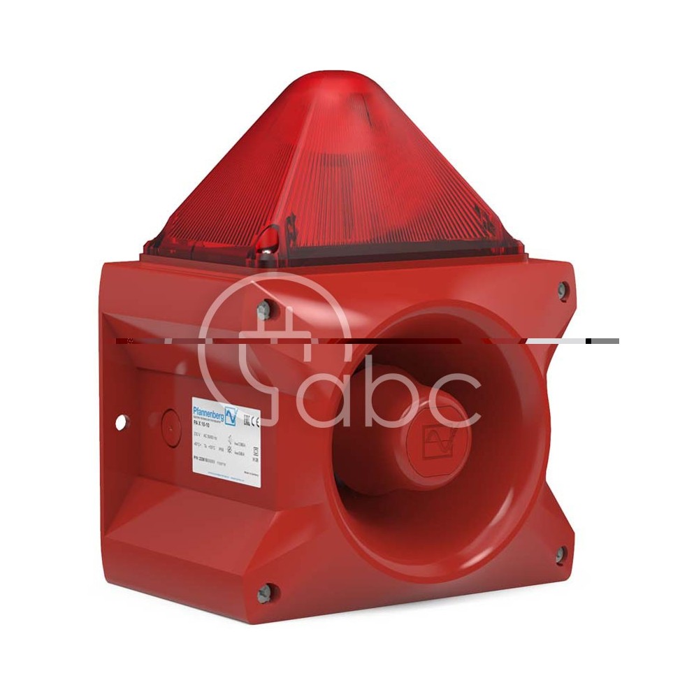 Sygnalizator optyczno-akustyczny PA X 10-10, czerwony palnik ksenonowy, 110 dB, 80 tonów, 24 V DC, IP66, 23361805000
