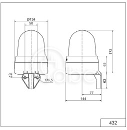 Sygnalizator optyczno-akustyczny 432, żółty LED, 108 dB, 32 tonów, 115/230 V AC, IP65, 43230060