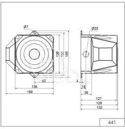 Sygnalizator optyczno-akustyczny 441, żółty palnik ksenonowy, 110 dB, 32 tonów, 230 V AC, IP66, 44103068