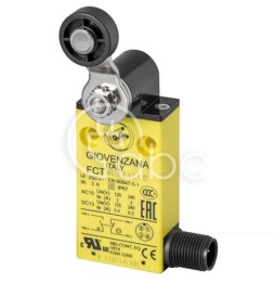 Wyłącznik krańcowy z kółkiem średnica 18 mm, z nylonu 1NO+1NC wolno przełączające ze złączem M12 od dołu, FCTMV04X11