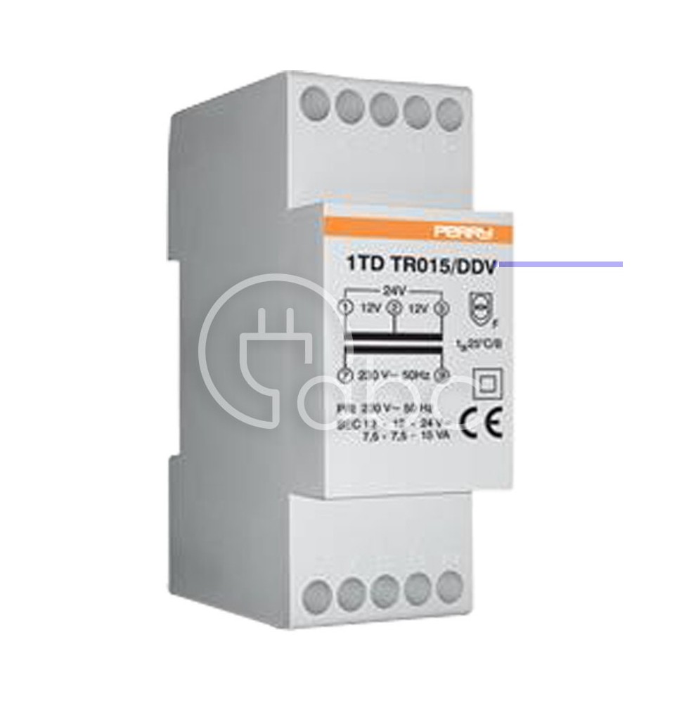 Transformator modułowy 15 VA, praca ciągła, wyjścia 12-12-24 V, 1TDTR015/DDV