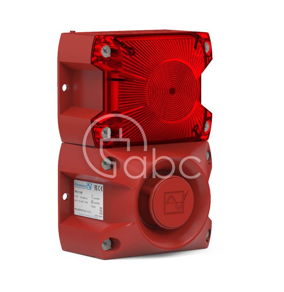 Sygnalizator optyczno-akustyczny PA X 1-05, czerwony palnik ksenonowy, 100 dB, 80 tonów, 230 V AC, IP66, 23311105000