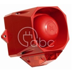 Sygnalizator optyczno-akustyczny Asserta Midi AV, czerwony palnik ksenonowy, 108 dB, 32 tony, 115/230 V AC, IP66, ASMSB230R