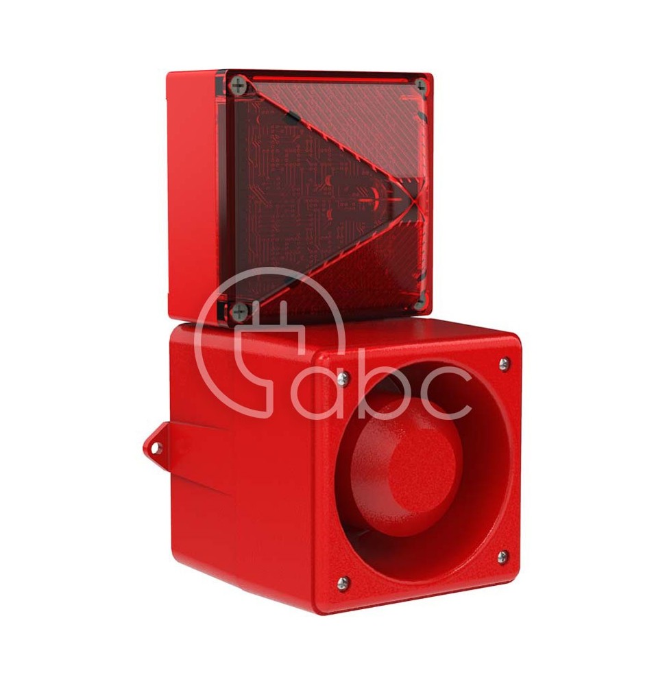 Sygnalizator optyczno-akustyczny DSF 5, czerwony palnik ksenonowy, 105 dB, 32 tony, 230 V AC, IP67, 23107105000
