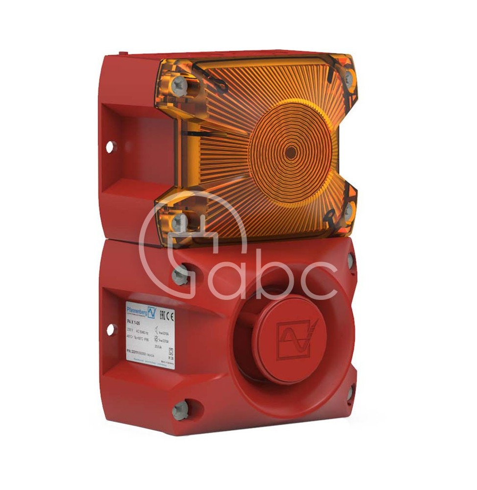 Sygnalizator optyczno-akustyczny PA X 1-05, pomarańczowy palnik ksenonowy, 100 dB, 80 tonów, 24 V DC, IP66, 23311804000