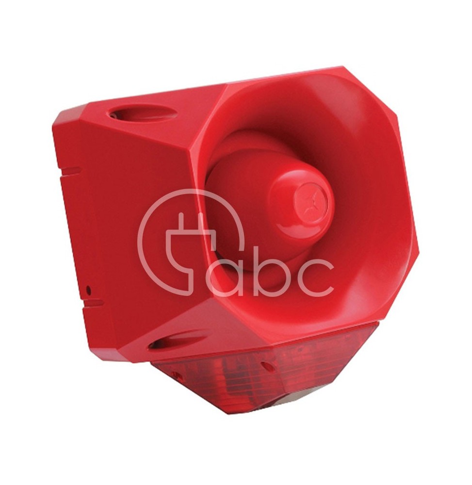 Sygnalizator optyczno-akustyczny Asserta AV, czerwony palnik ksenonowy, 110 dB, 42 tonów, 230 V AC, IP66, ASSB230110RRL
