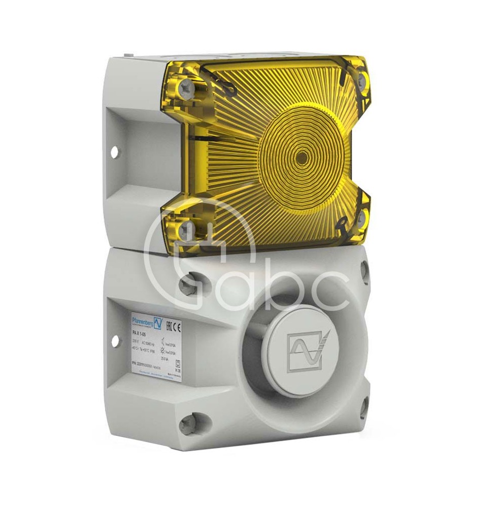 Sygnalizator optyczno-akustyczny PA X 1-05, żółty palnik ksenonowy, 100 dB, 80 tonów, 230 V AC, IP66, 23311103055