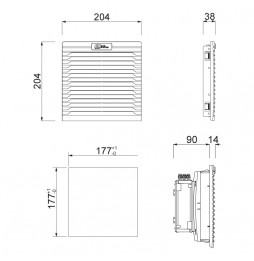 Wentylator filtrujący 115 V AC, 115 mᵌ/h, 204x204 mm, ATV3201