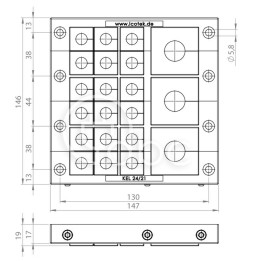 Rama przepustowa KEL 24-2 MT, na 18 modułów KT małych i 3 moduły KT duże, czarna, 42226
