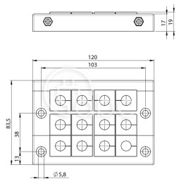 Rama przepustowa KEL 16-E, na 12 modułów KT małych, czarna, 42141