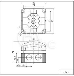 Sygnalizator optyczny 853, czerwony, LED, 24 V DC, IP67, 85310055