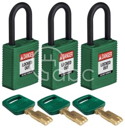 Kłódka LOTO SafeKey nylonowa, szekla 38 mm, zielona (3 szt.), 150223
