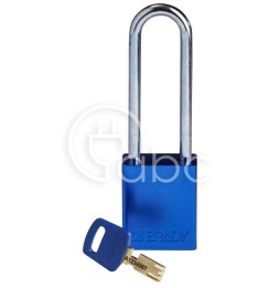 Kłódka bezpieczeństwa LOTO SafeKey, aluminiowa, szekla 76 mm, niebieska, 150241