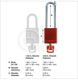Kłódka bezpieczeństwa LOTO SafeKey, aluminiowa, szekla 76 mm, niebieska, 150241
