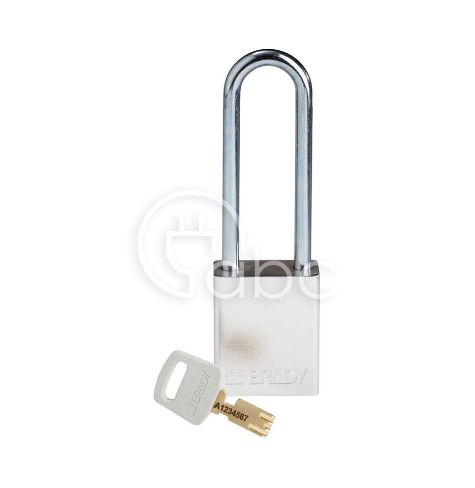 Kłódka bezpieczeństwa LOTO SafeKey, aluminiowa, szekla 76 mm, srebrna, 150283