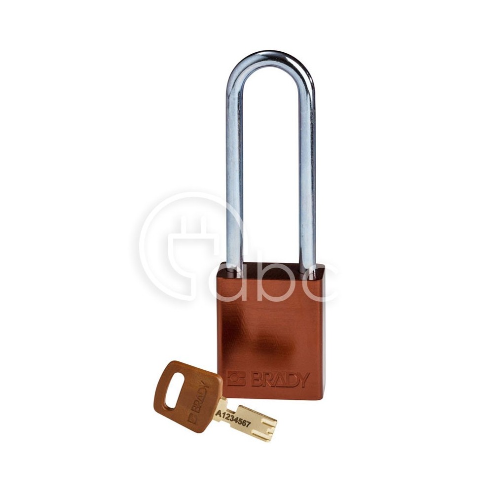 Kłódka bezpieczeństwa LOTO SafeKey, aluminiowa, szekla 76 mm, brązowa, 150284