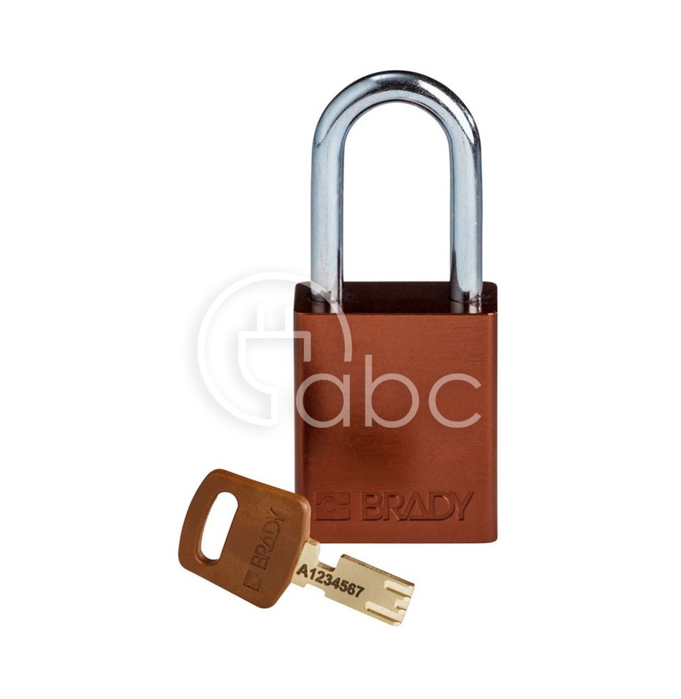 Kłódka bezpieczeństwa LOTO SafeKey, aluminiowa, szekla 38 mm, brązowa, 150286