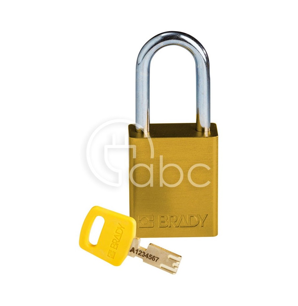Kłódka bezpieczeństwa LOTO SafeKey, aluminiowa, szekla 38 mm, żółta, 150288