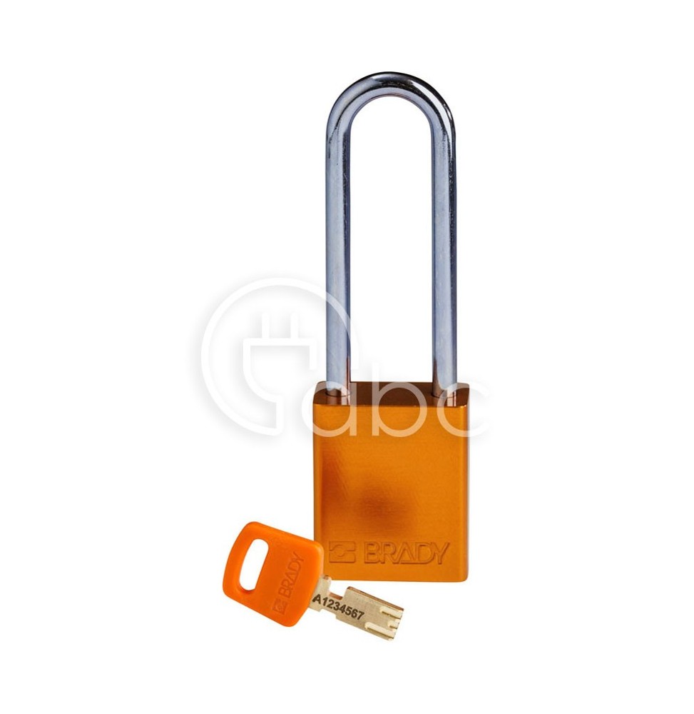 Kłódka bezpieczeństwa LOTO SafeKey, aluminiowa, szekla 76 mm, pomarańczowa (3 szt.), 150306