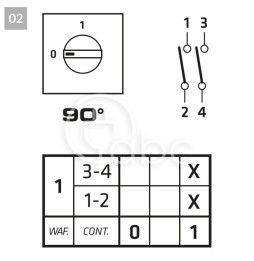 Łącznik krzywkowy włącz/wyłącz 2P 25 A C0250002R