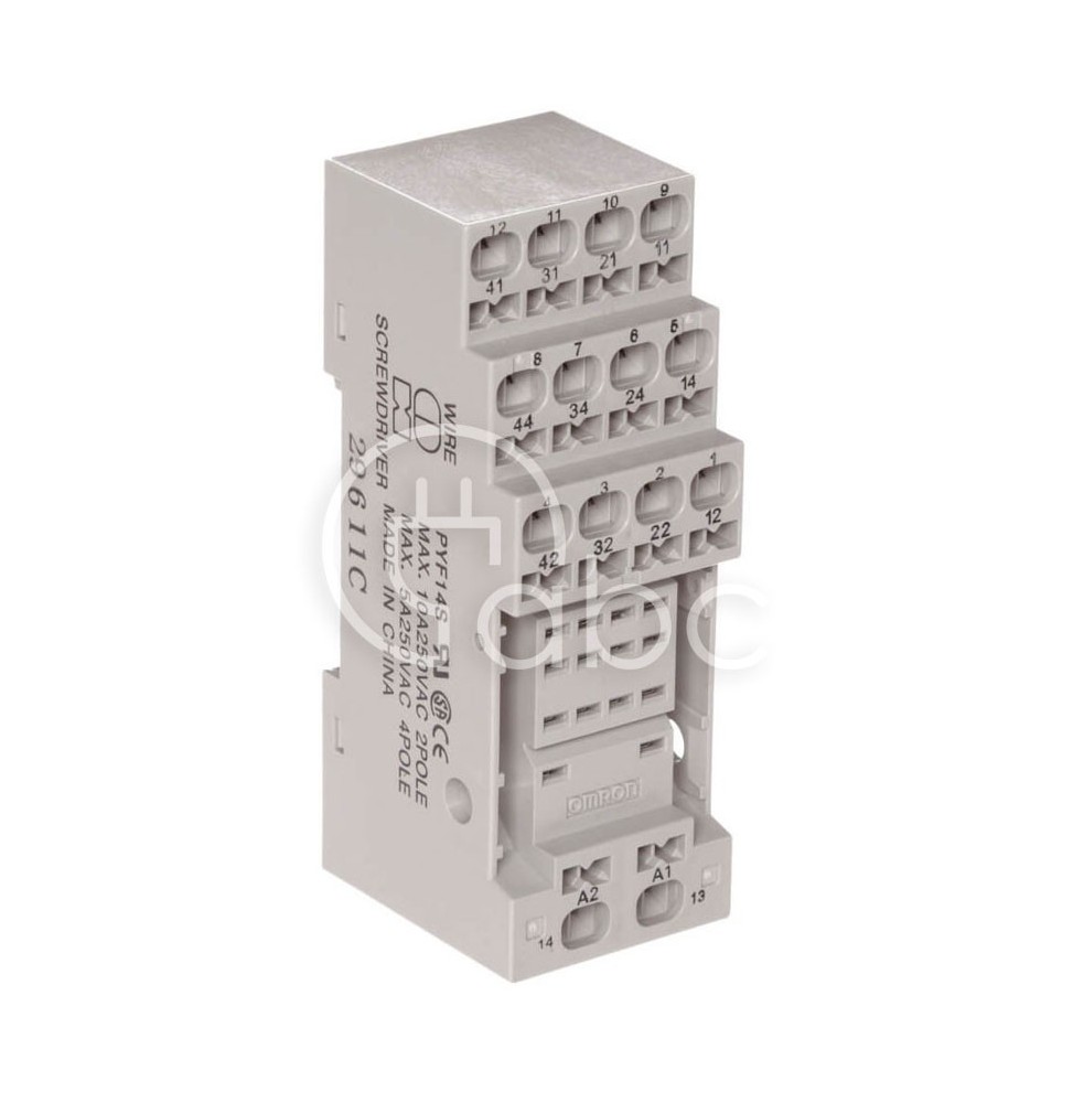 Gniazdo do przekaźnika serii MY2/MY4 montaż na szynie DIN 2P 250 V AC 5 A PYF14S