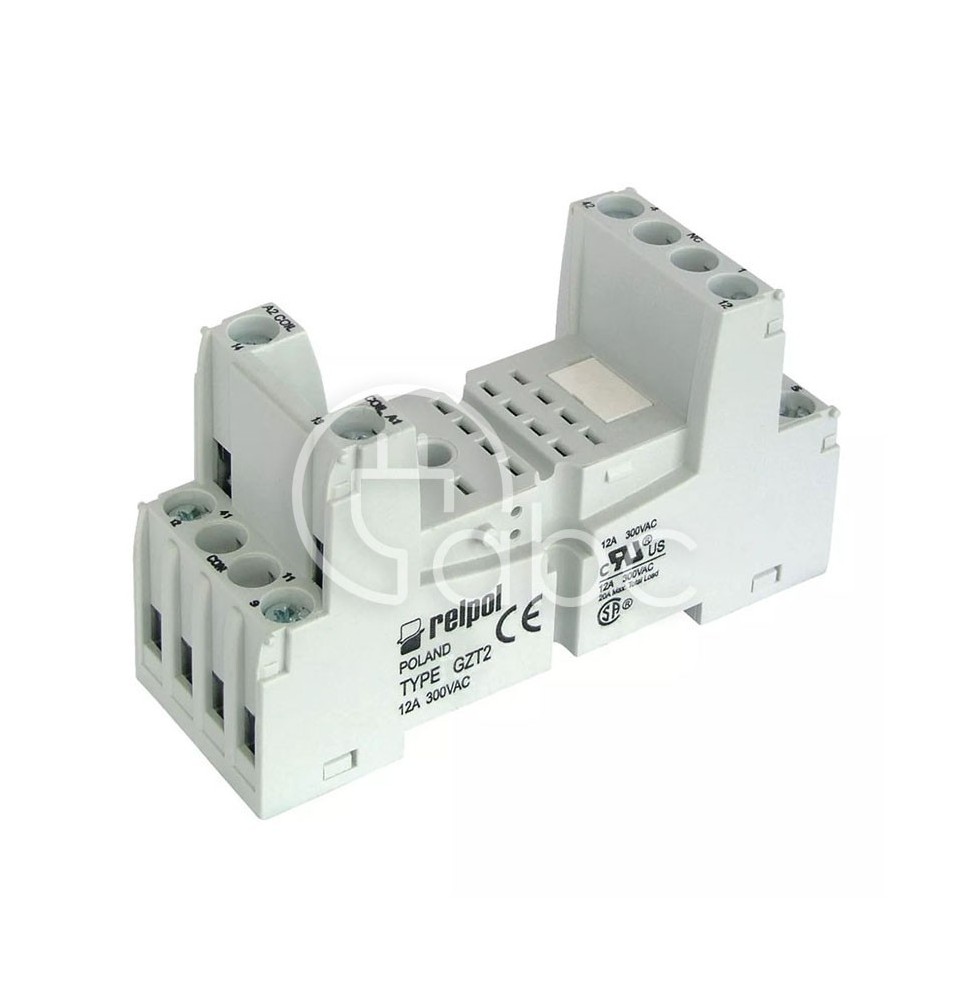 Gniazdo do przekaźnika serii R2 montaż na szynie DIN na panel 2P 300 V AC 6 A GZT2-SZARE 856048