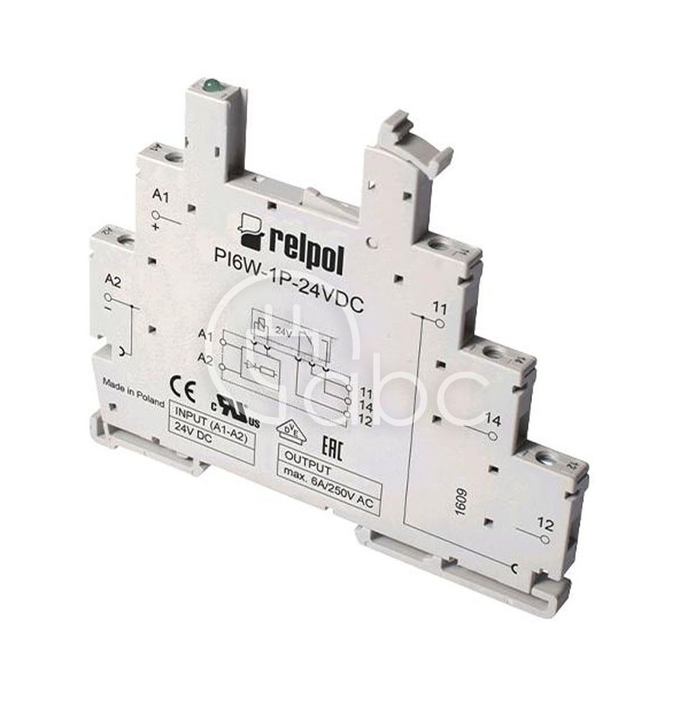 Gniazdo do przekaźnika serii RM699BV montaż na szynie DIN 1P 24 V DC 6 A PI6W-1P-24VDC 858579