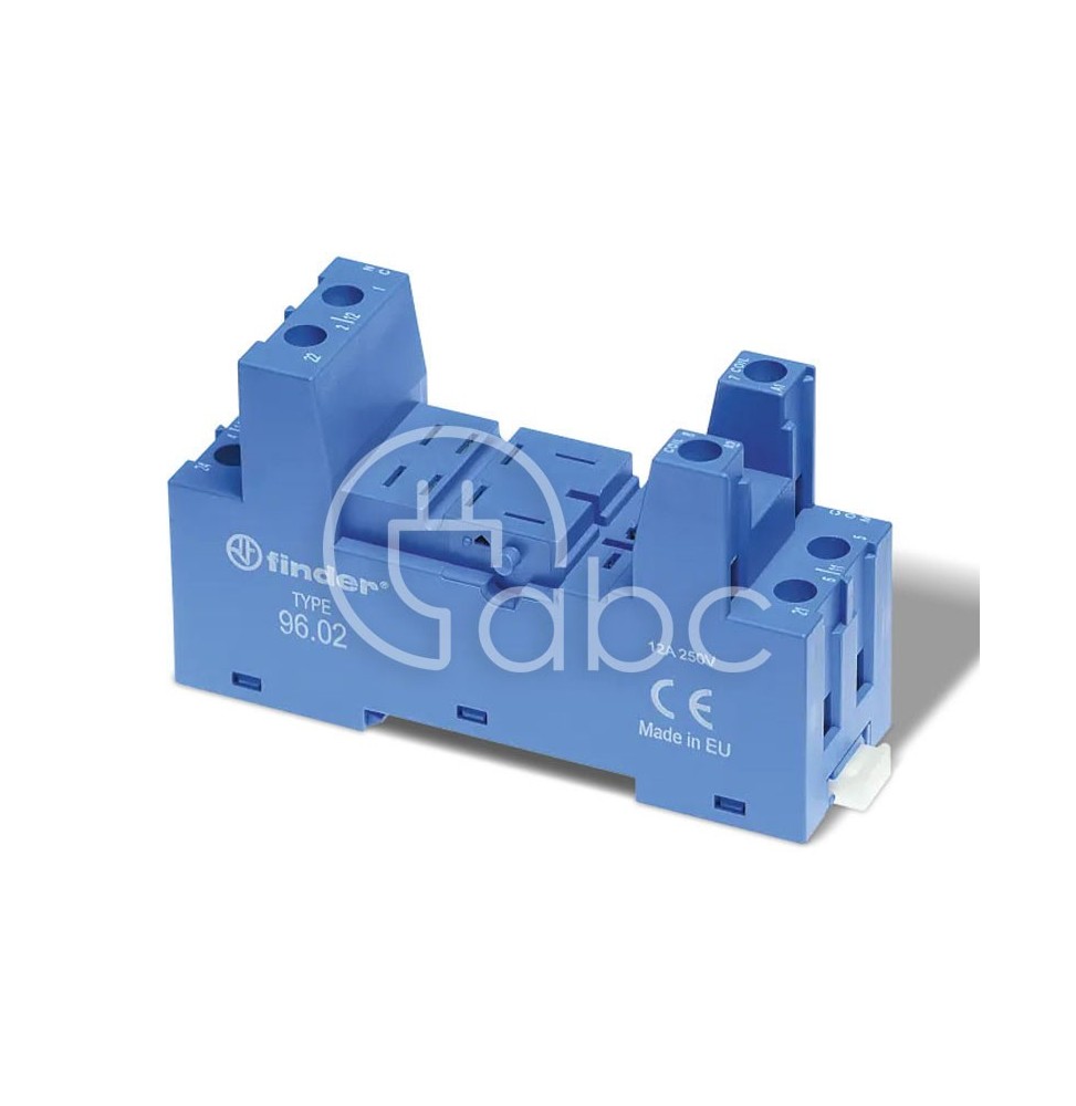 Gniazdo do przekaźnika serii 56.32 modułów 99.02/86.30 montaż na szynie DIN na panel 2P 24 V DC 12 A 96.02SMA