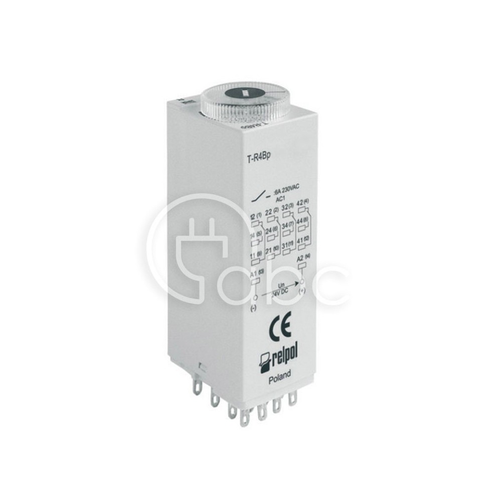Przekaźnik czasowy 4P 12 V DC 1 s-100 h 6 A 1-funkcyjny T-R4BP-2014-23-1012
