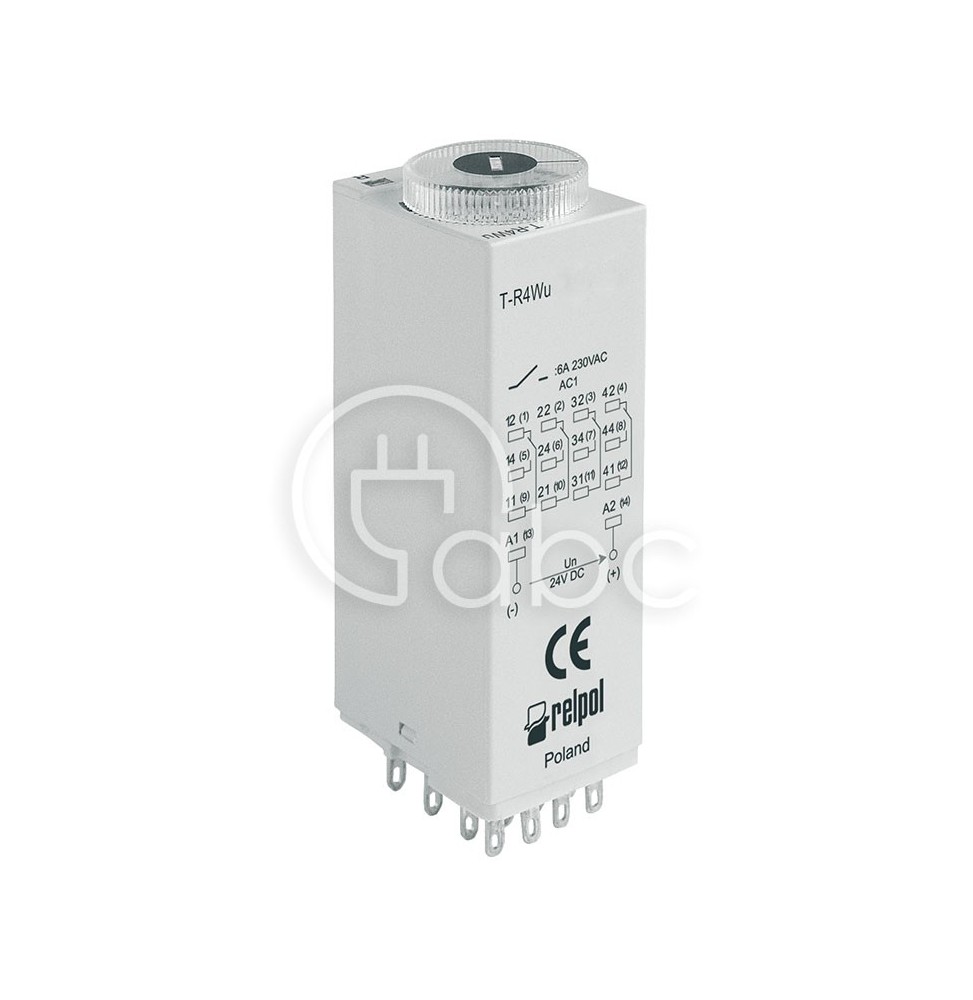 Przekaźnik czasowy 4P 24 V DC 1 s-100 h 6 A 1-funkcyjny T-R4WU-2014-23-1024