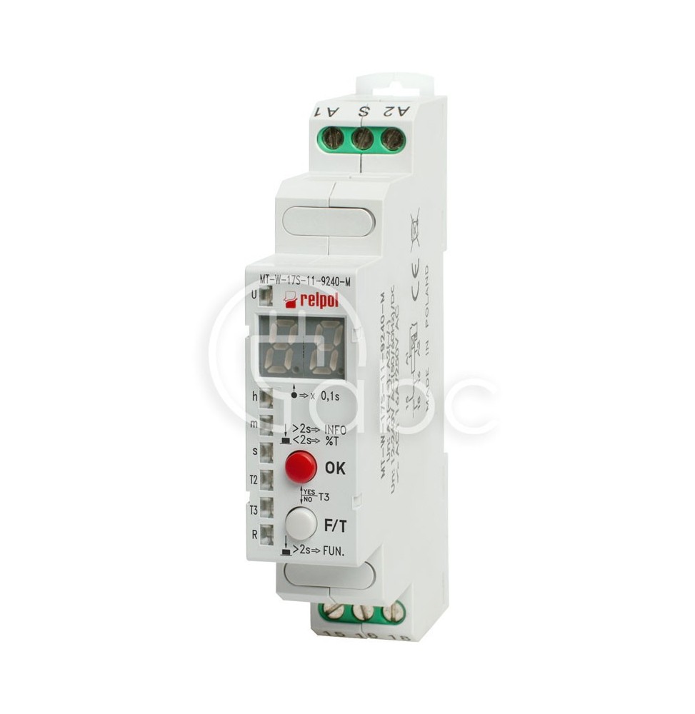 Przekaźnik czasowy 1P 12-240 V AC/DC 0,1 s-100 h 10 A wielofunkcyjny MT-W-17S-11-9240-M