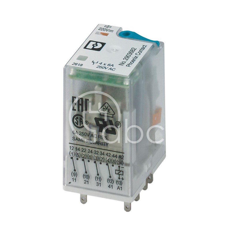 Przekaźnik przemysłowy serii REL-IR4 4P 220 V DC 6 A REL-IR4/LDP-220DC/4X21