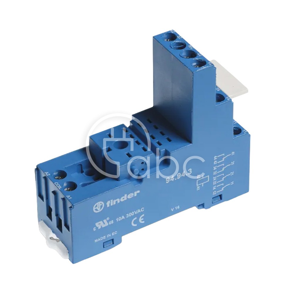 Gniazdo do przekaźnika serii 55.32/55.34/85.02/85.04 montaż na szynie DIN na panel 4P 250 V AC 10 A 94.94.3SPA