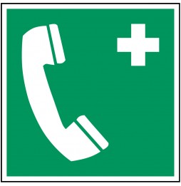Znak bezpieczeństwa ISO – Telefon alarmowy, PIC E004-100X100-PP-CRD/1