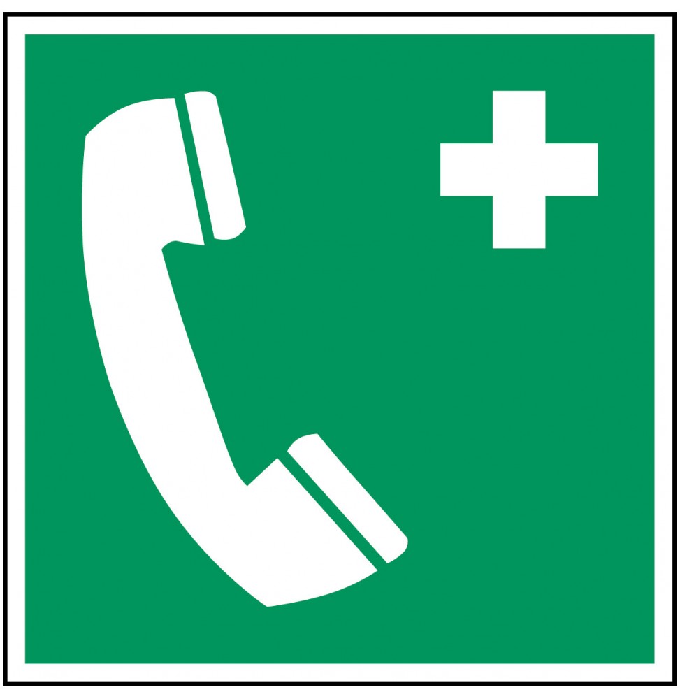 Znak bezpieczeństwa ISO – Telefon alarmowy, PIC E004-400X400-PP-CRD/1