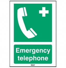 Znak bezpieczeństwa ISO – Telefon alarmowy, STEN E004-297X420-PE-CRD/1